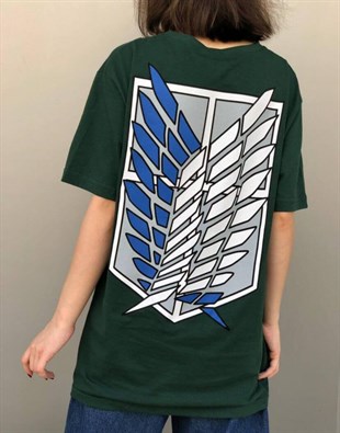Touz Attack on Titan Wings of Liberty Yeşil (Unisex) T shirt