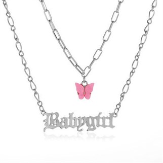 Touz Babygirl & Butterfly İkili Kolye