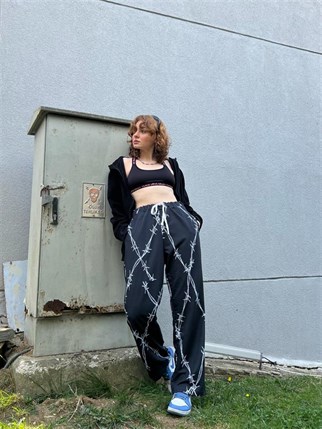 TOUZ BARBED WİRE PRINTED UNISEX EŞOFMAN