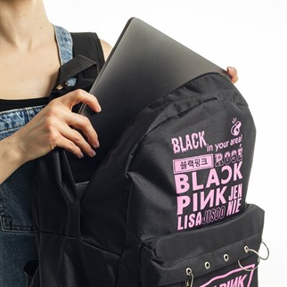 Touz Black Pink Baskılı Laptop Sırt Çantası Piersingli