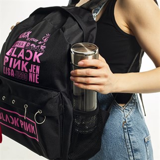 Touz Black Pink Baskılı Laptop Sırt Çantası Piersingli