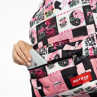 Touz Black Pink Baskılı Sırt Çantası