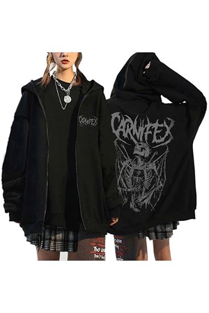Touz Carnifex Sırt Baskılı Fermuarlı Kapüşonlu Hırka