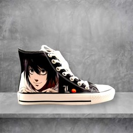 Touz Death Note Face And L Uzun Unisex Canvas Ayakkabı