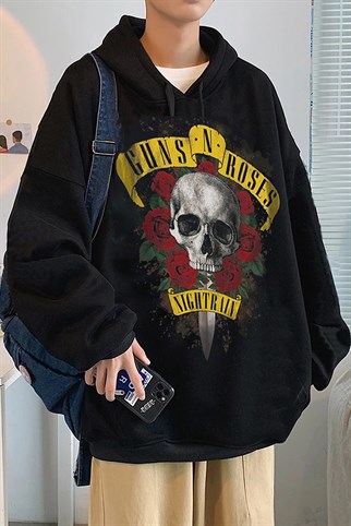 Touz Gothic Guns Roses Kapüşonlu Hoodie