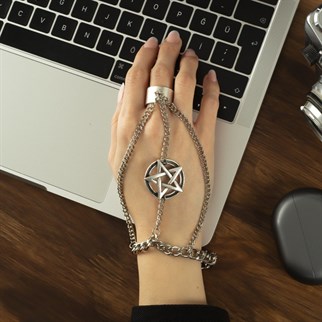 Touz Gothic Pentagram Zincirli Yüzüklü Şahmeran