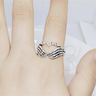 Touz Gothic Skeleton Heart Ayarlanabilir Yüzük