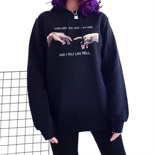 Touz Hand Loading Siyah Unisex Sweatshirt