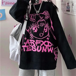 Touz Harajuku Anime Sailor Moon Siyah Kazak