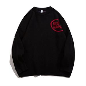 Touz Harajuku Skeleton Heart Unisex Oversize Siyah Kazak