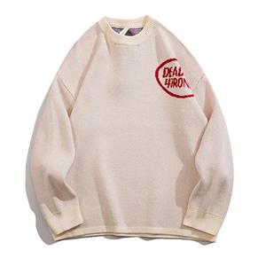 Touz Harajuku Skeleton Heart Unisex Oversize Ecru Kazak