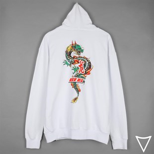 Touz Harajuku Style Dragon Beyaz Unisex Hırka