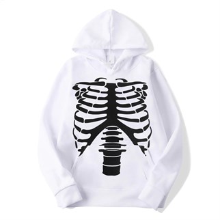 Touz Harujuku Skeleton Beyaz Kapüşonlu Sweetshirt