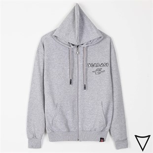 Touz Itachi Göz Detay Gri Fermuarlı Unisex Sweatshirt