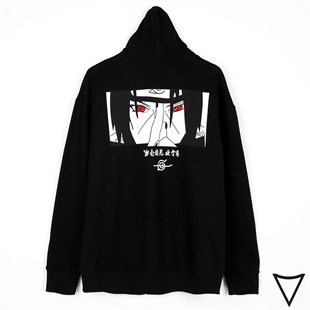 Touz Itachi Göz Detay Siyah Fermuarlı Unisex Sweatshirt