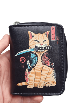 Touz Katana Samurai Cat Kısa Cüzdan