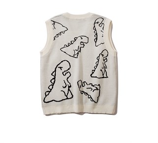 Touz Kawaii Harajuku Beyaz Dinazor Unisex Süveter