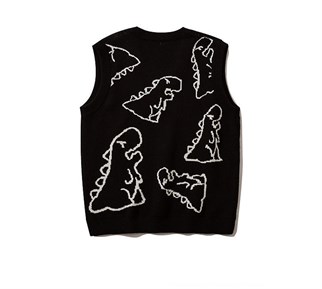 Touz  Kawaii Harajuku Siyah Dinazor Unisex Süveter