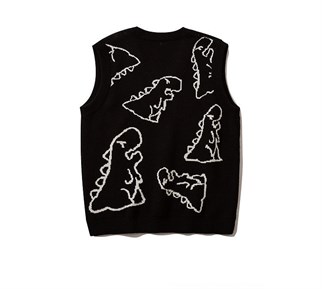 Touz  Kawaii Harajuku Siyah Dinazor Unisex Süveter