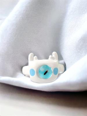 Touz Monster Eyes Beyaz Renk Ayarlanabilir Yüzük