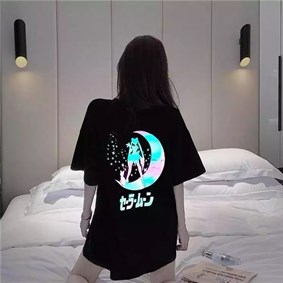 Touz Sailor Moon ( Ay Savaşçısı ) Reflektör   Baskı Unisex T-shirt