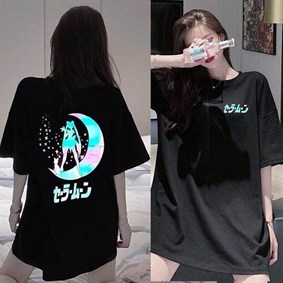 Touz Sailor Moon ( Ay Savaşçısı ) Reflektör   Baskı Unisex T-shirt