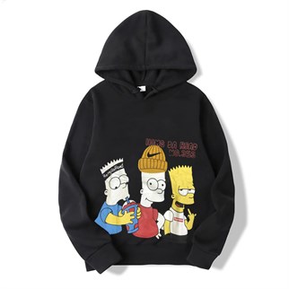 Touz Simpsons Sokak Tarzı Siyah Hoodie