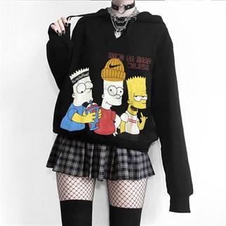 Touz Simpsons Sokak Tarzı Siyah Hoodie