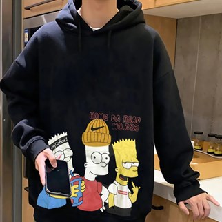 Touz Simpsons Sokak Tarzı Siyah Hoodie