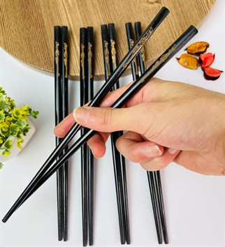 Touz Siyah Desenli Chopstick 5li Set