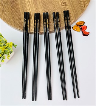 Touz Siyah Desenli Chopstick 5li Set