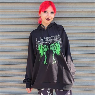 Touz Siyah Gotik Kelebek (Unisex) Kapşonlu