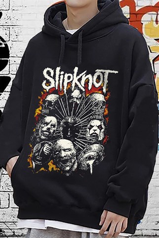 Touz Siyah Slipknot Metal-Rock Serisi Unisex Hoodie