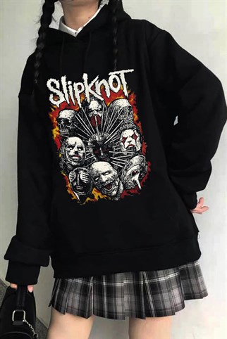 Touz Siyah Slipknot Metal-Rock Serisi Unisex Hoodie