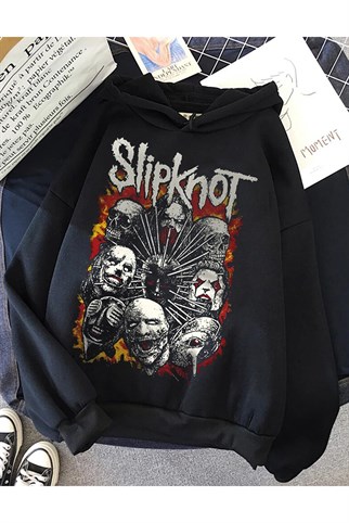 Touz Siyah Slipknot Metal-Rock Serisi Unisex Hoodie