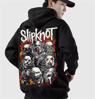 Touz Slipknot Sırt Baskılı Fermuarlı Kapüşonlu Hırka
