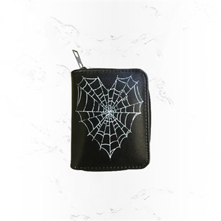 Touz Spider Web Heart Kısa Cüzdan