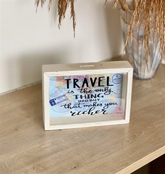 Touz Travel Journal Tasarımlı Ahşap Kumbara
