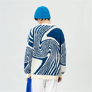 Touz Vintage Harajuku Kore Style Asimetrik Desenli Unisex Oversize Ecru Kazak