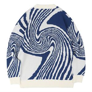 Touz Vintage Harajuku Kore Style Asimetrik Desenli Unisex Oversize Ecru Kazak