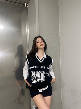 Touz Vintage Siyah 90 s Unisex Süveter