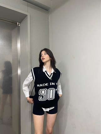Touz Vintage Siyah 90 s Unisex Süveter