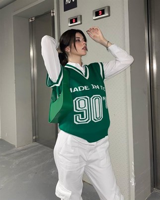Touz Vintage Yeşil 90 s Unisex Süveter