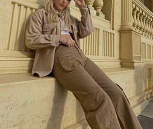TOUZ ZIP DETAIL SÜT KAHVE KARGO CEP PANTOLON