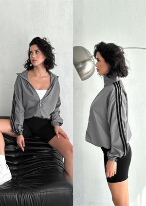 Trend Three Stripes Detay Unisex Streetwear Paraşüt Vintage Ceket