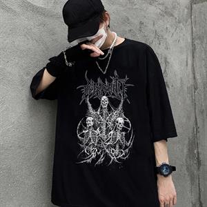 Triple Skeleton Siyah Unisex Oversize T-shirt