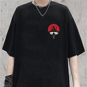 Uchiha Clan Baskılı Siyah Unisex Oversize T-shirt