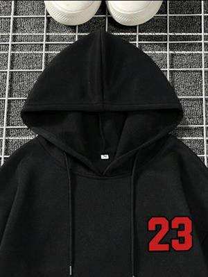 Unisex Los Angeles Baskılı Kapşonlu Siyah Sweatshirt 