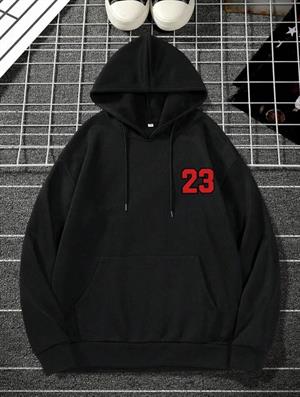 Unisex Los Angeles Baskılı Kapşonlu Siyah Sweatshirt 