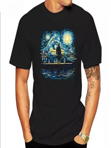 Unisex Normal Kalıp Touz Van Gogh Sherlock Holmes T sihrt
